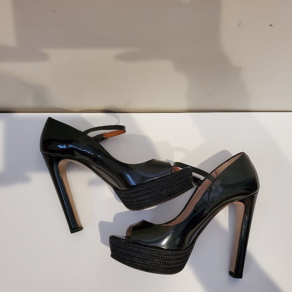 Miu Miu black patent leather platform heels